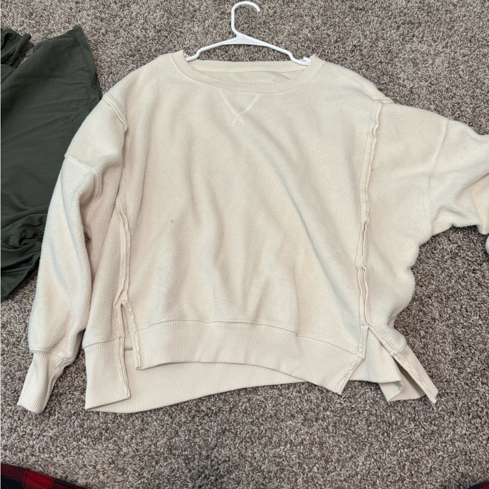 Aerie Cream Crew Neck Sweater